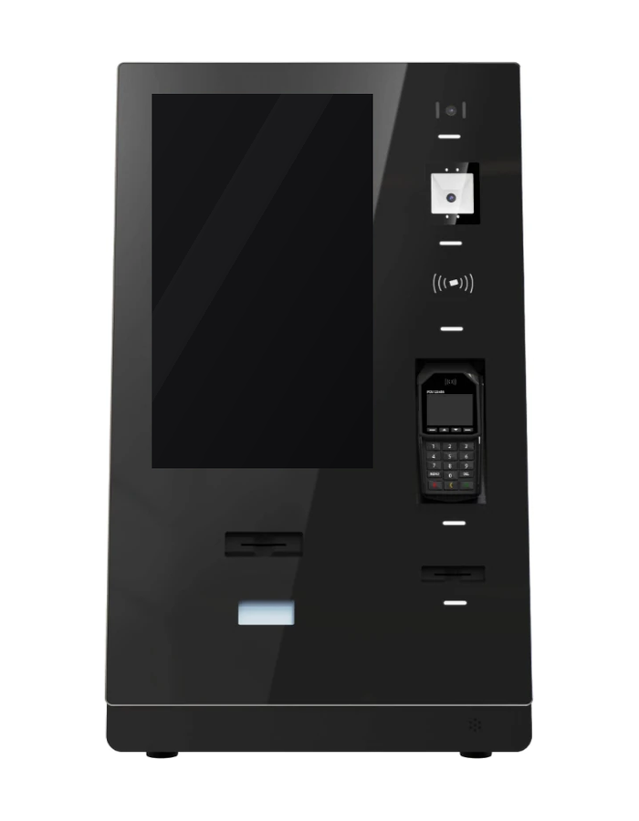 Kiosk hotelowy SPACE z ekranem dotykowym i terminalem płatniczym