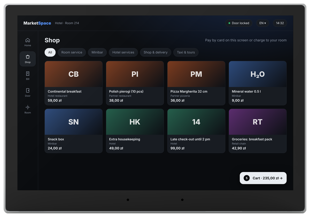 MarketSpace shop on the room screen