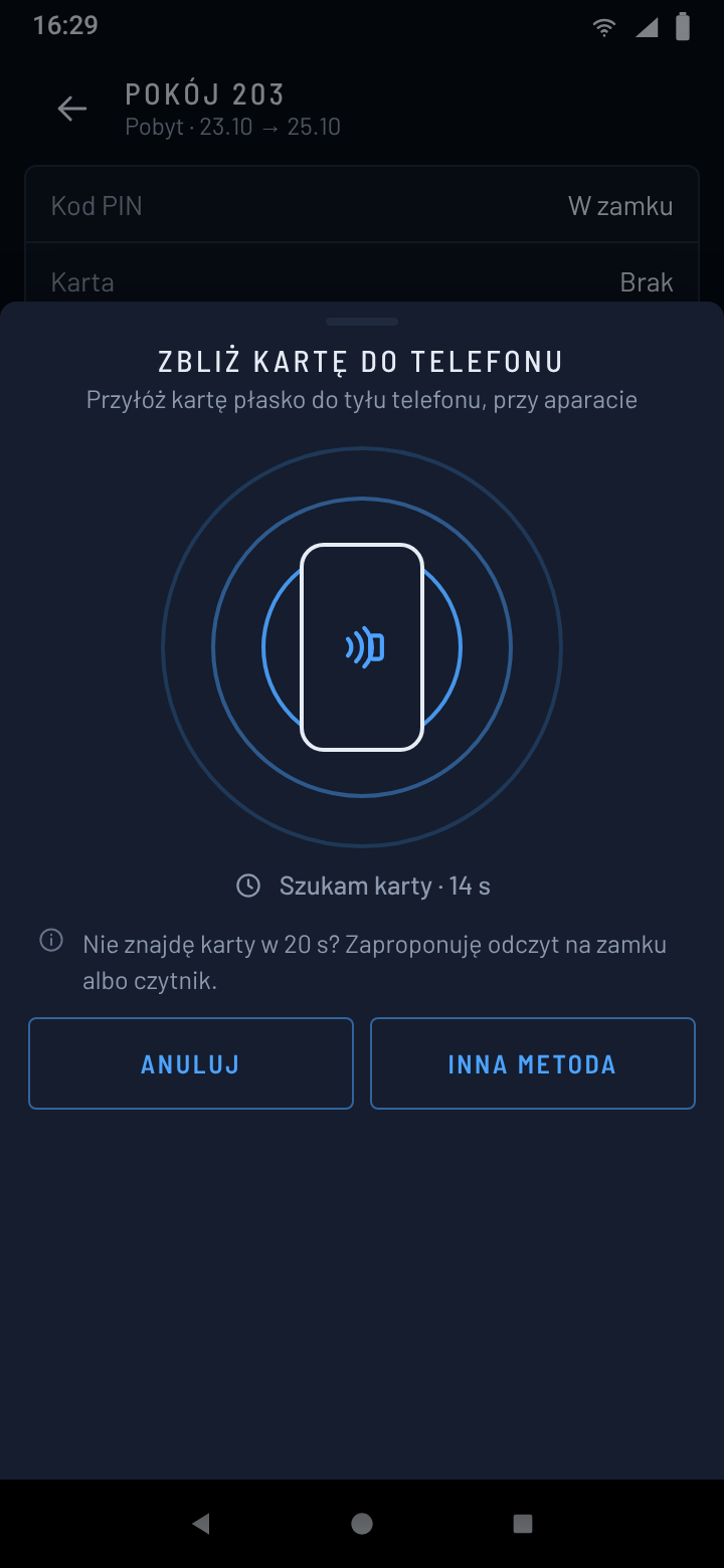 Leitura do cartão com o NFC do telefone