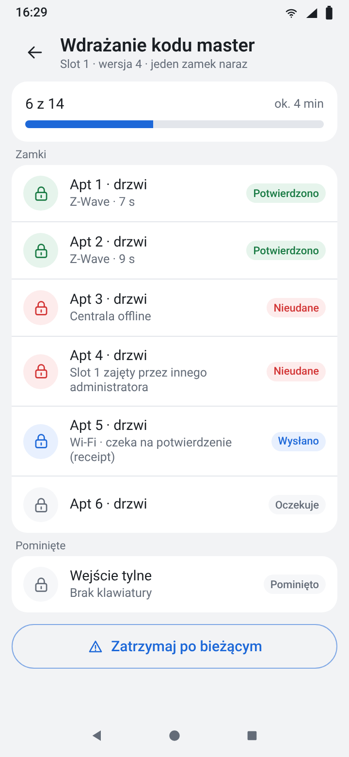 Implementação do código mestre fechadura a fechadura